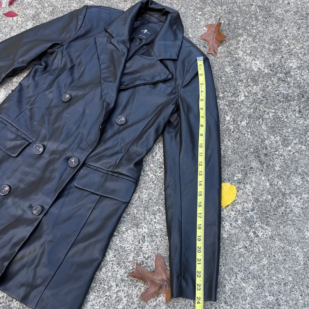 7 For All Mankind dark chocolate brown/ black vegan Leather Jacket - Picture 8 of 11
